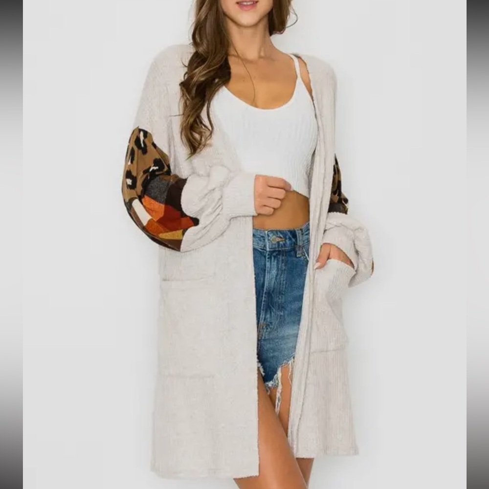 Ribbed open front cardigan with pockets - Picture 13 of 15